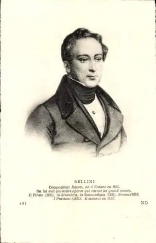 Ak Komponist Vincenzo Bellini, Portrait