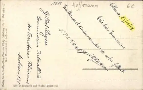 Künstler Ak Hoffmann, H., Bingen am Rhein, Mäuseturm, Ruine Ehrenfels, Dampfer