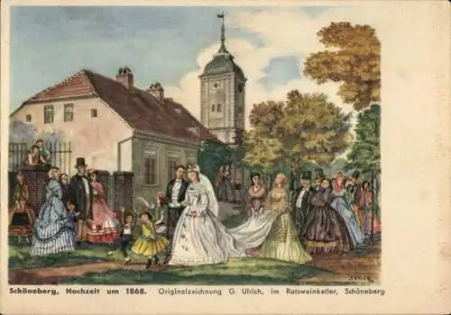 Künstler Ak Ulrich, G., Berlin Schöneberg, Hochzeit um 1868