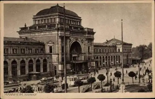 Ak Mannheim in Baden, Bahnhof