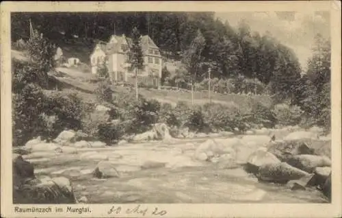 Ak Raumünzach Forbach im Schwarzwald, Fluss, Haus, Murgtal