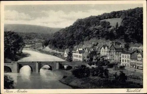 Ak Hann. Münden in Niedersachsen, Gesamtansicht, Brücke