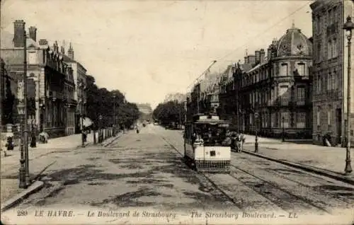 Ak Le Havre Seine-Maritime, Boulevard de Strasbourg, Straßenbahn