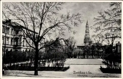 Ak Zwickau in Sachsen, Blick auf den Albertplatz