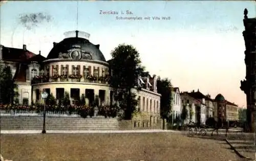 Ak Zwickau Sachsen, Schumannplatz mit Villa Wolf