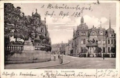 Ak Zwickau Sachsen, Schumannstraße, Passantinnen