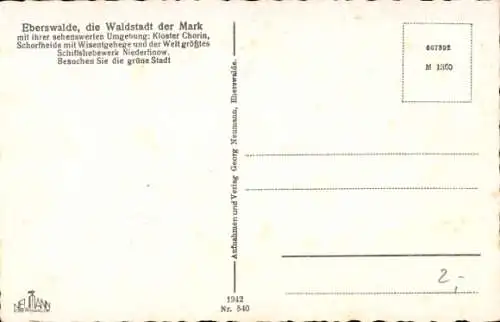 Ak Eberswalde im Kreis Barnim, Blick vom Drachenkopf, Kreuzstraße, Holzforschungsinstitut