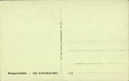 Ak Heegermühle Finow Eberswalde in der Mark, Am Schwärzesee