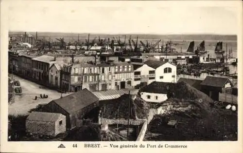 Ak Brest Finistère, Handelshafen, Gesamtansicht