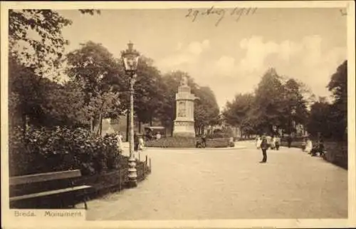 Ak Breda Nordbrabant Niederlande, Breda. Monument., 29 Aug 1911