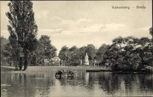 Ak Bavel Breda Nordbrabant Niederlande, Park mit Teich, Bäumen und einem Denkmal in der Mitte