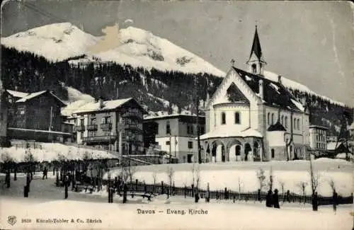 Ak Davos Dorf Kanton Graubünden, Evangelische Kirche