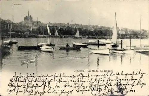 Ak Genf Kanton Schweiz, Hafen, Segelboote