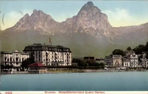 Ak Brunnen Kt Schwyz, Hotel Waldstätterhof-Hotel Quatre Cantons