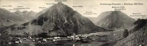 Klapp Ak Mittelberg im Kleinwalsertal Vorarlberg, Panorama, Berge