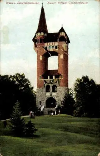 Ak Wrocław Breslau Schlesien, Schwedenschanze, Kaiser Wilhelm Gedächtnisturm