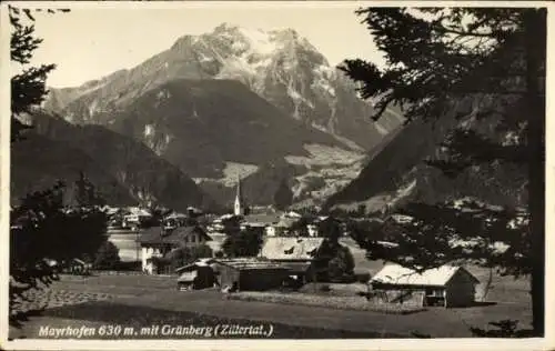 Ak Mayrhofen im Zillertal Tirol, Gesamtansicht, Grünberg