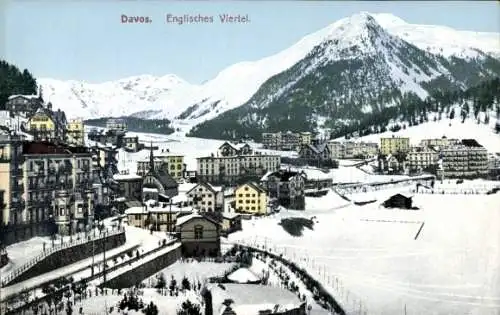 Ak Davos Dorf Kanton Graubünden,  Englisches Viertel