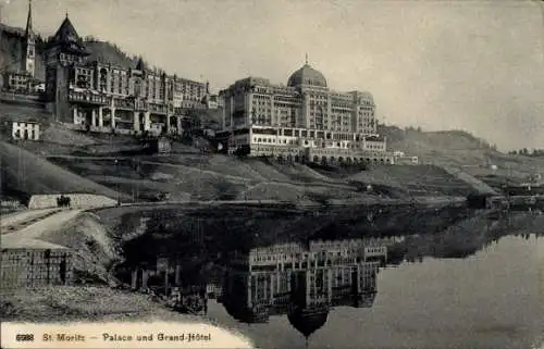 Ak Sankt Moritz Kanton Graubünden, Palace und Grand Hotel