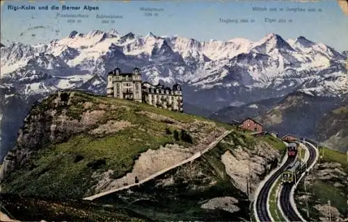 Ak Rigi Kulm Kanton Schwyz, Hotel und Berner Alpen