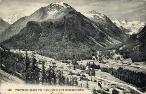 Ak Pontresina Kanton Graubünden Schweiz, Piz Palü, Roseggletscher, Panorama