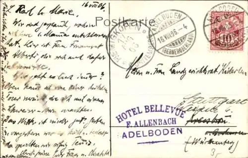 Ak Adelboden Kanton Bern Schweiz, Hotel Bellevue