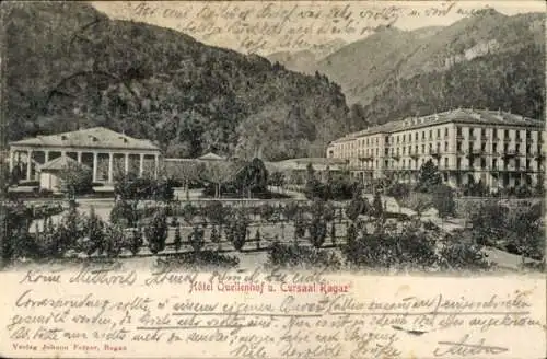 Ak Bad Ragaz Kanton St. Gallen, Hotel Quellenhof und Kursaal Ragaz