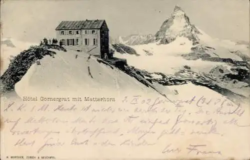 Ak Kanton Wallis Schweiz, Hotel Gornergrat, Matterhorn