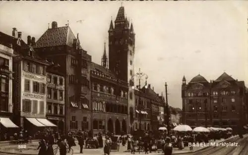 Ak Basel Bâle Stadt Schweiz, Marktplatz