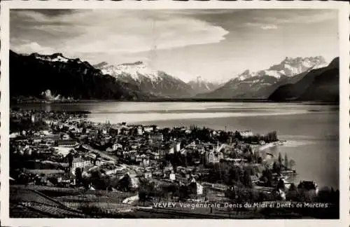 Ak Vevey Kanton Waadt, Panorama