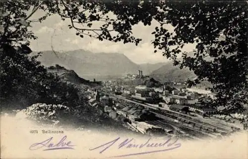 Ak Bellinzona Kanton Tessin, Blick auf den Bahnhof