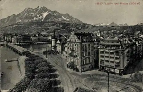 Ak Luzern Stadt Schweiz, Gesamtansicht, Pilatus