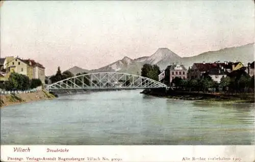 Ak Villach in Kärnten, Draubrücke