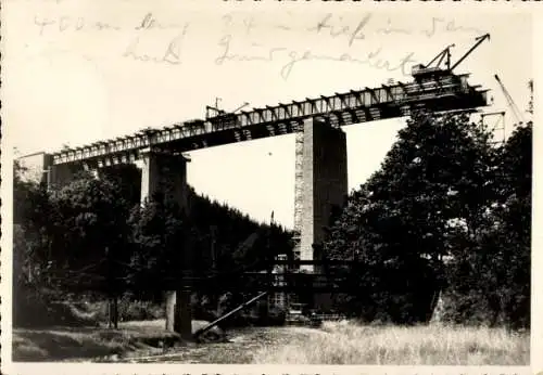 Ak Siebenlehn Großschirma in Sachsen, Reichsautobahnbrücke Muldental im Bau