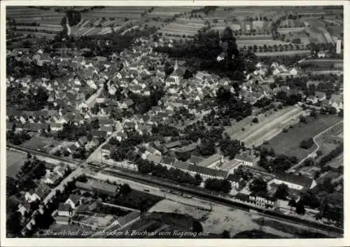 Ak Langenbrücken Bad Schönborn in Baden, Fliegeraufnahme