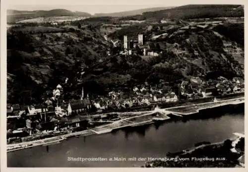 Ak Stadtprozelten am Main Unterfranken, Henneburg, Fliegeraufnahme