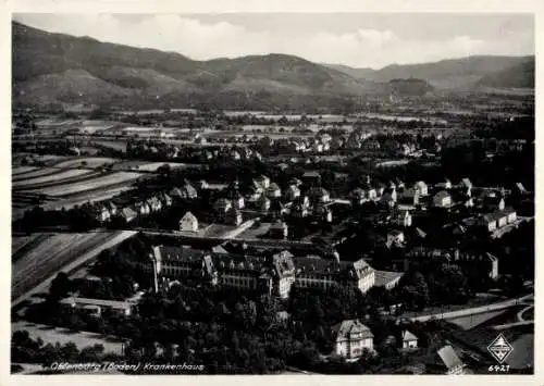 Ak Offenburg in Baden Schwarzwald, Luftbild, Krankenhaus