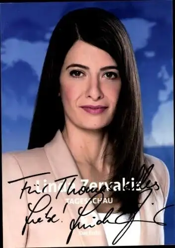 Ak Nachrichtensprecherin LInda Zervakis, Portrait, Tagesschau, Autogramm