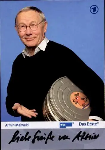 Ak Armin Maiwald, Portrait, Die Sendung mit der Maus, Autogramm