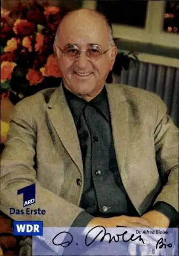 Ak Moderator Dr. Alfred Biolek, Portrait, Autogramm