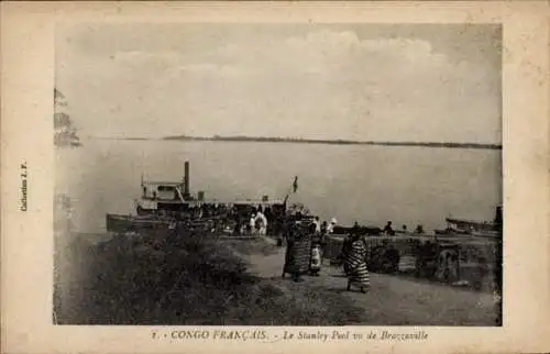 Ak Brazzaville Französisch Kongo, Stanley Pool, Dampfer