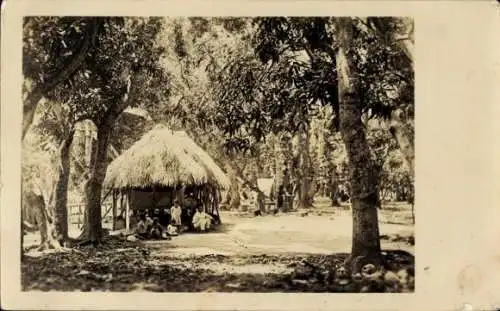 Foto Ak Barranquilla Kolumbien, Dorf, Strohhütte, Anwohner