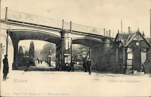 Ak Arnhem Gelderland Nederland, Viaduct bij Velperpoort