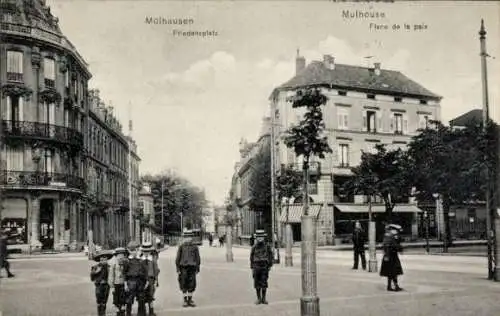 Ak Mulhouse Mülhausen Elsass Haut Rhin, Friedensplatz