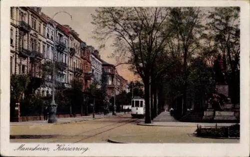 Ak Mannheim in Baden, Kaiserring, Straßenbahn