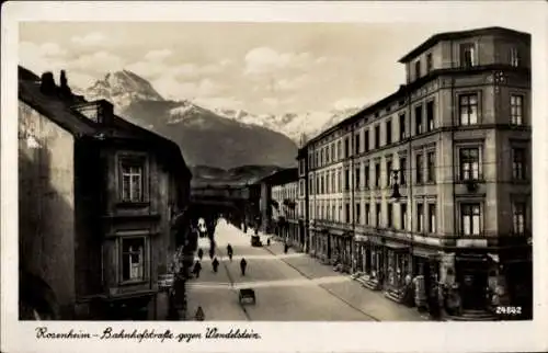 Ak Rosenheim im Alpenvorland Oberbayern, Bahnhofstraße, Wendelstein, Korbmacher Franz Geiger