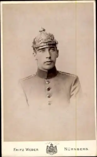 CdV Nürnberg, Deutscher Soldat in Uniform, Pickelhaube, 1896