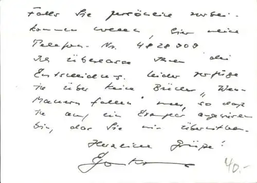 Autograph Politiker Egon Krenz, Autogramm