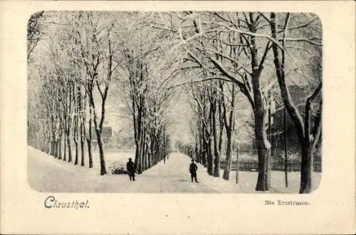 Ak Clausthal Zellerfeld im Oberharz, Erzstraße, Winter