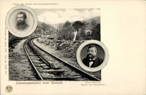 Ak Rübeland Oberharz am Brocken, Harz-Zahnradbahn, Zahnstangen Einfahrt, Roman Abt, A. Schneider